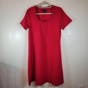 Susan Graver Style Red A-line Short Sleeve Dress Small